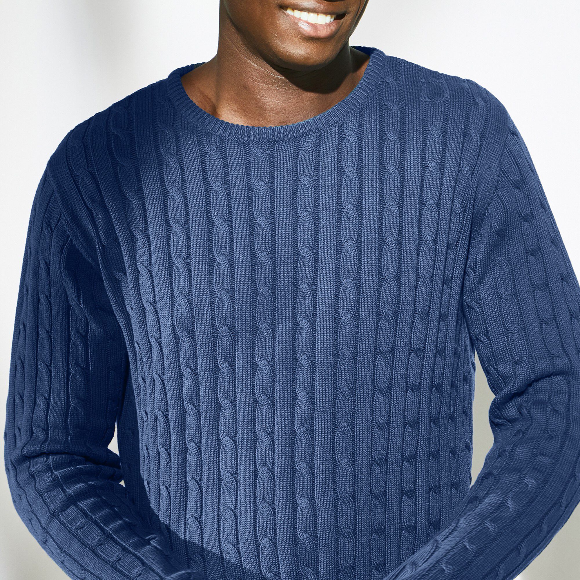 Pull col rond maille torsades