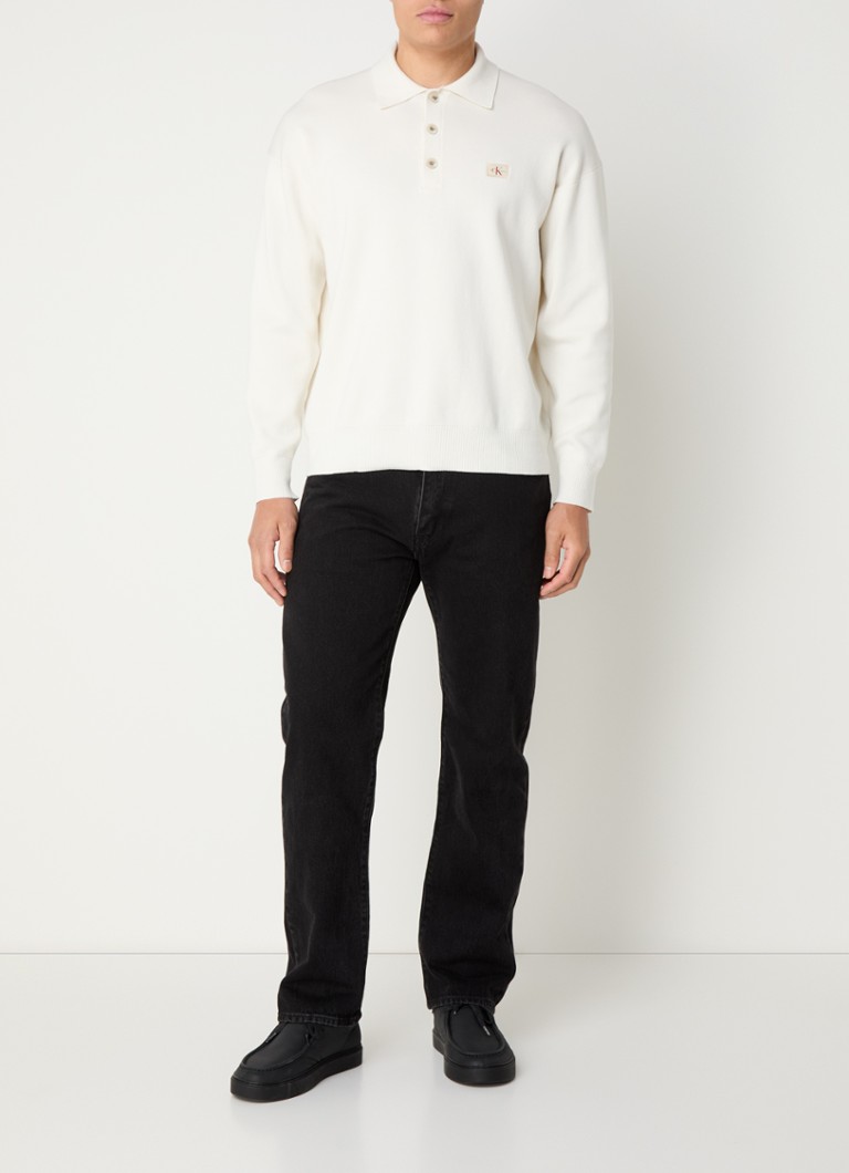 Calvin Klein fino pletena polo majica regularnog kroja s logotipom
