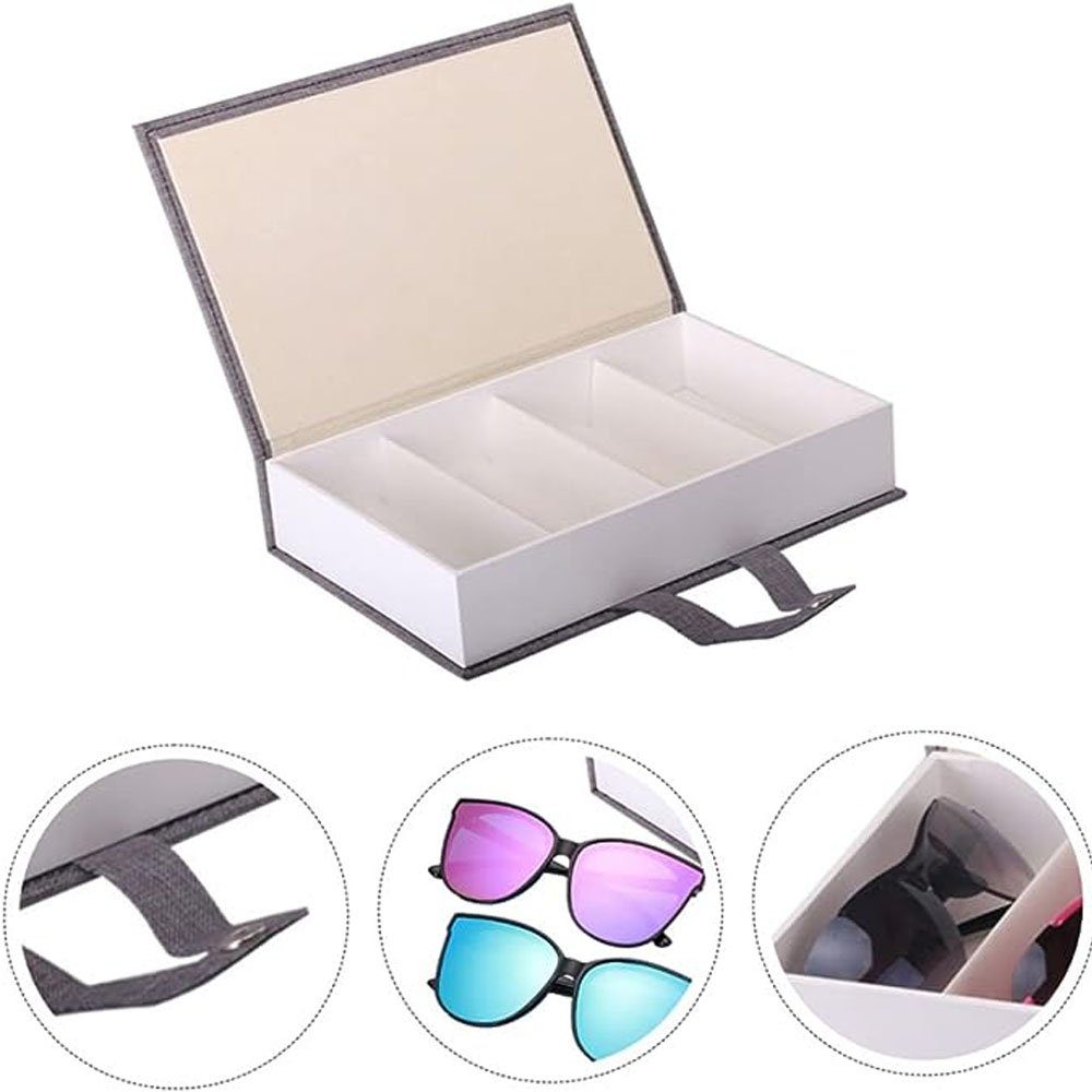 Sarfly Brillenetui 4 Brillen-Display-Aufbewahrungsbox Sonnenbrillen-Aufbewahrungsbox, Brillenhalter-Etui Brillen-Aufbewahrungsschubladen