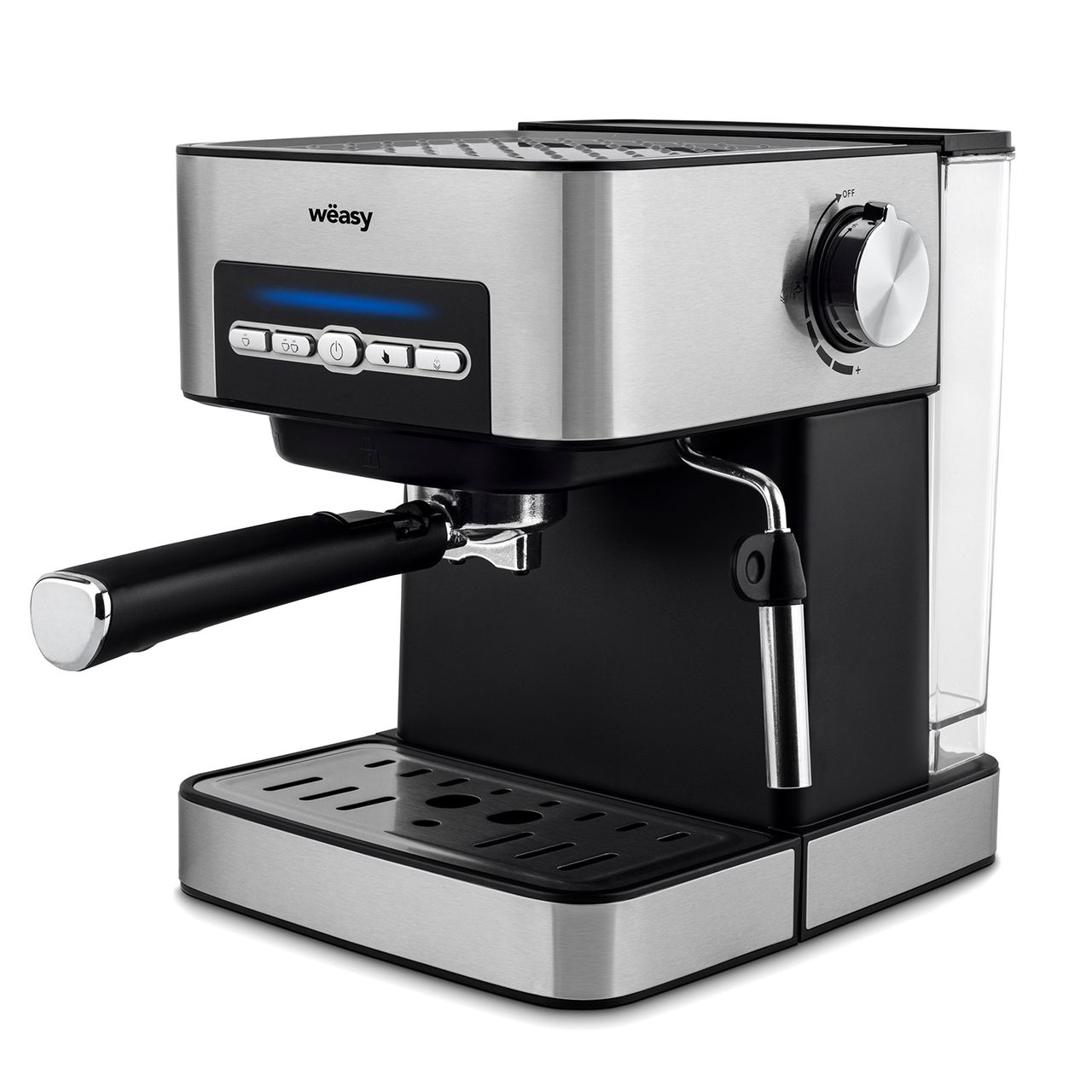 Weasy Wëasy Espressomaschine KFX32 / Fassungsvermögen 1,6 L  / 4 Programme / Filter aus Edelstahl und Messlöffel / Edelstahl/ 850 W /  Silber