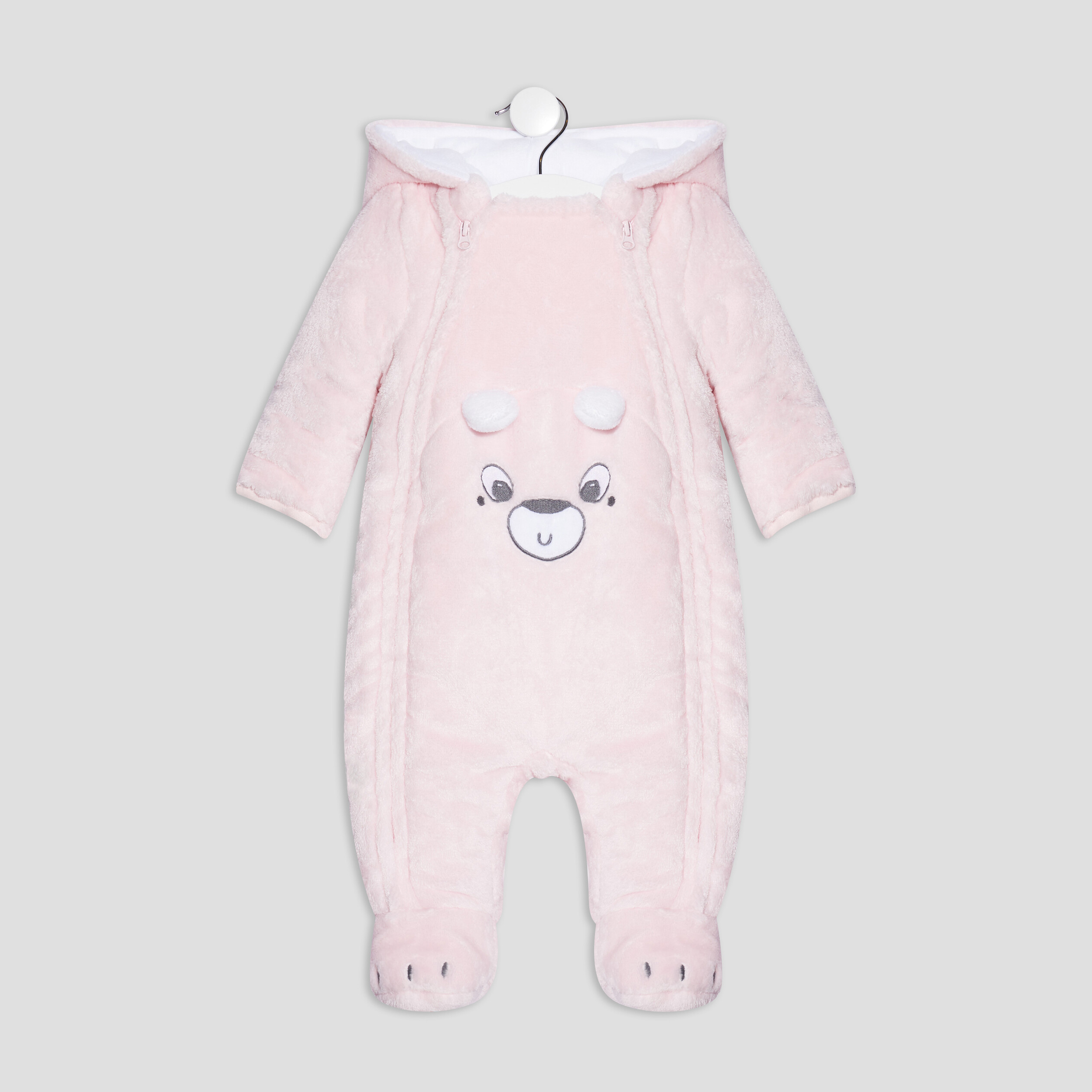 Combinaison à capuche zippée rose bébé fille | La Halle