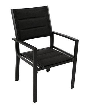 DEGAMO Gartensessel MADEIRA, Alu anthrazit + Kunstgewebe gepolstert schwarz, 2 STÜCK