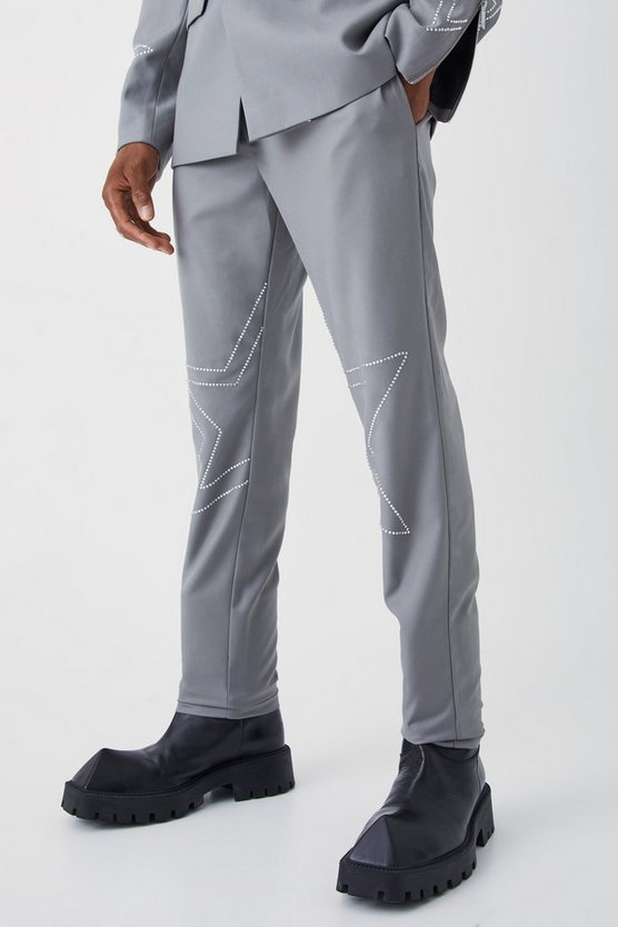 Slim-Fit Hose mit Strass-Verzierung