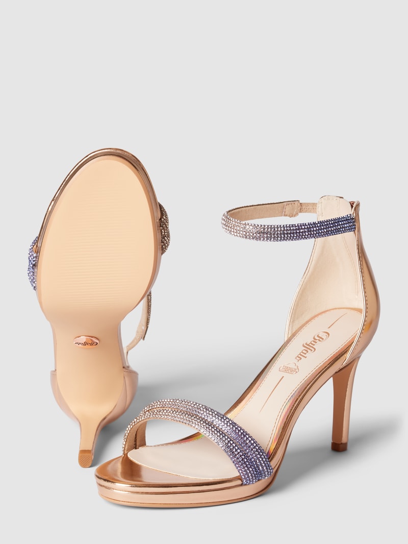 Sandalette mit Allover-Paillettenbesatz Modell 'SELMA' in kupfer
