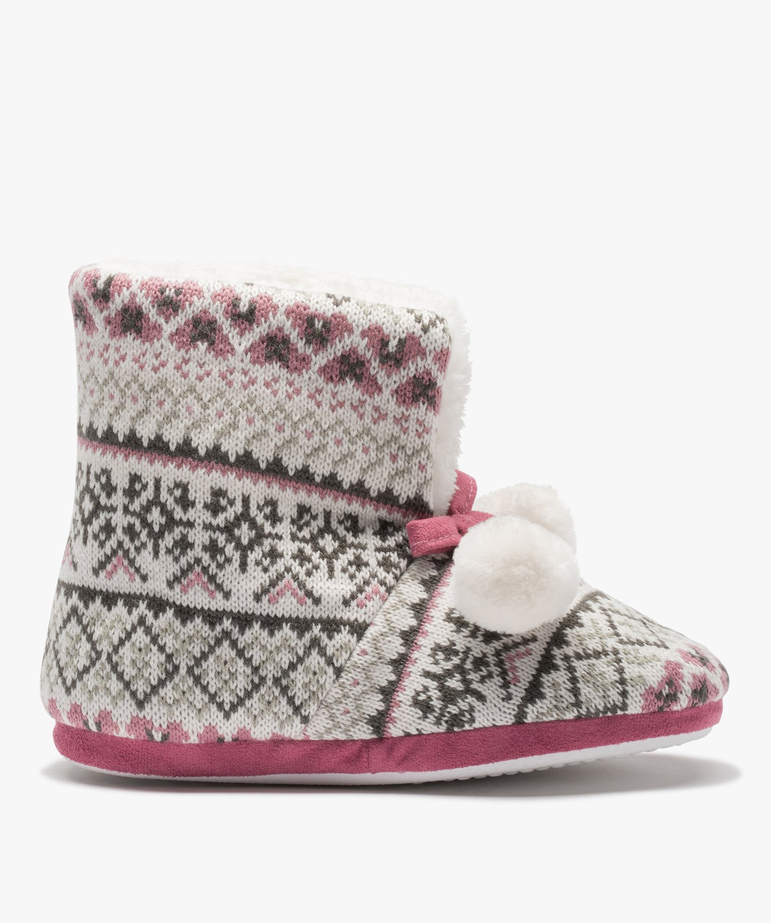 Chaussons femme boots en maille jacquard multicolore multicolore | GEMO