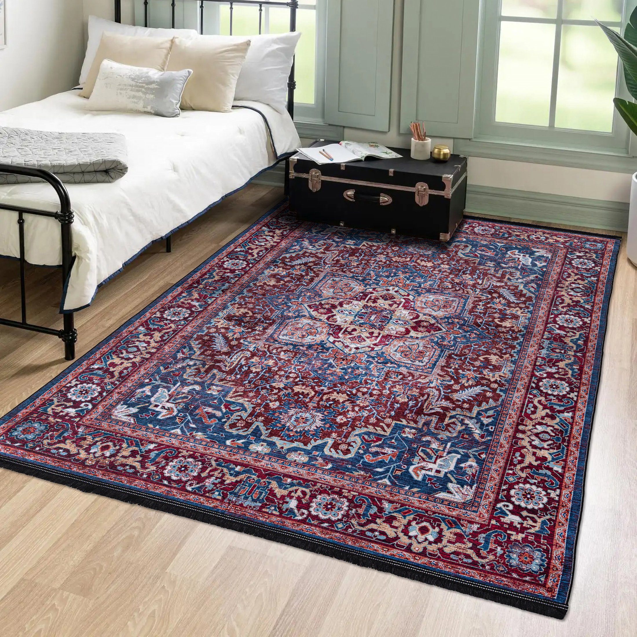 Orientteppich Orientalisch Vintage Teppich Traditioneller Orient Teppich, Mazovia, 120 x 170 cm, Kurflor, Waschbar in Waschmaschine, Höhe 5 mm, Rutschfest