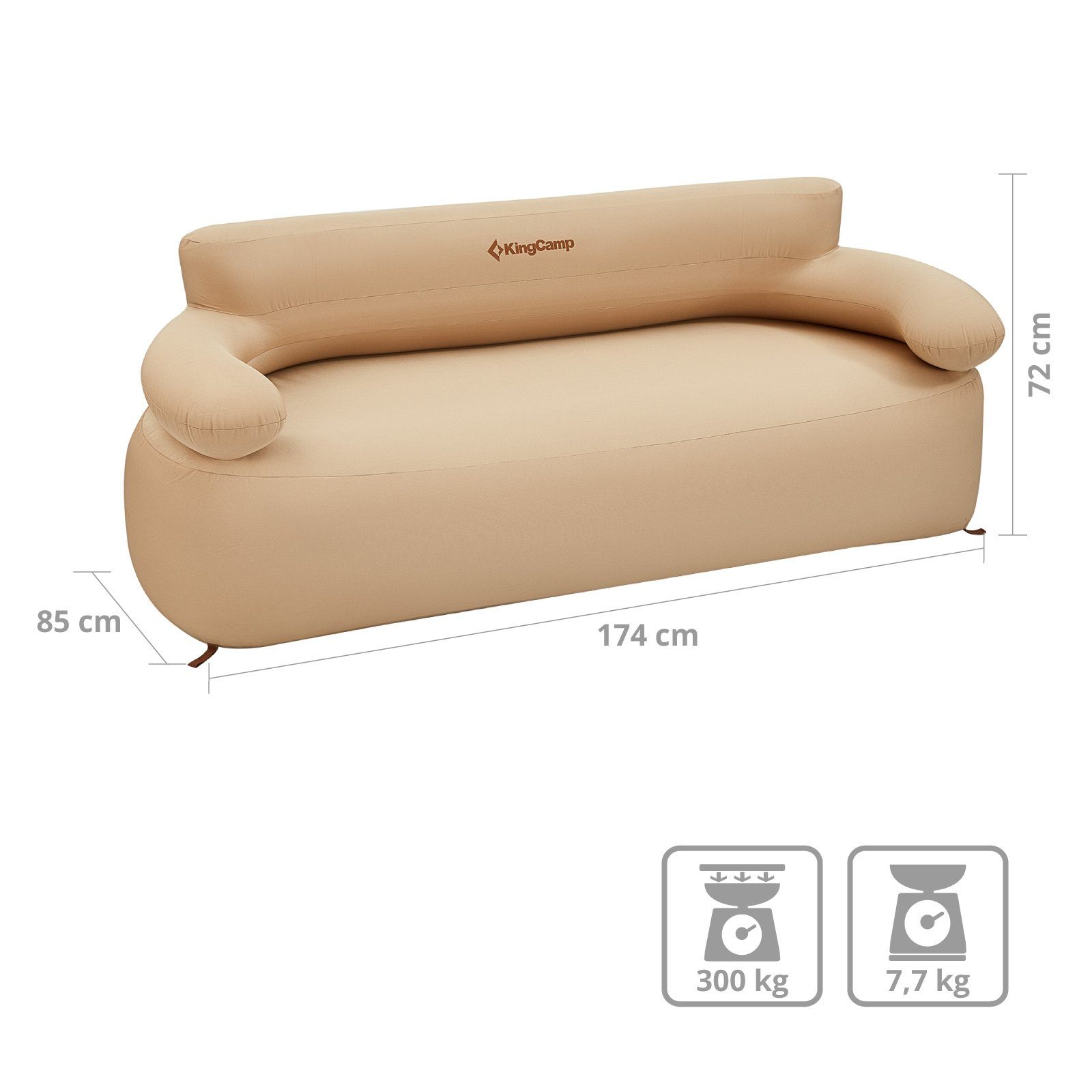 KingCamp Campingstuhl Camping Couch Air Sofa XL Aufblasbar, Luft Sitz Glamping Garten Möbel