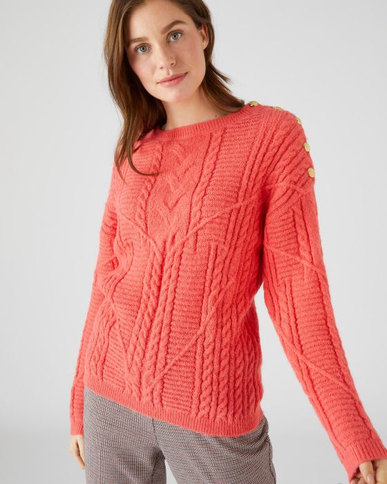 Pull chaud à torsades et boutons Thermolactyl