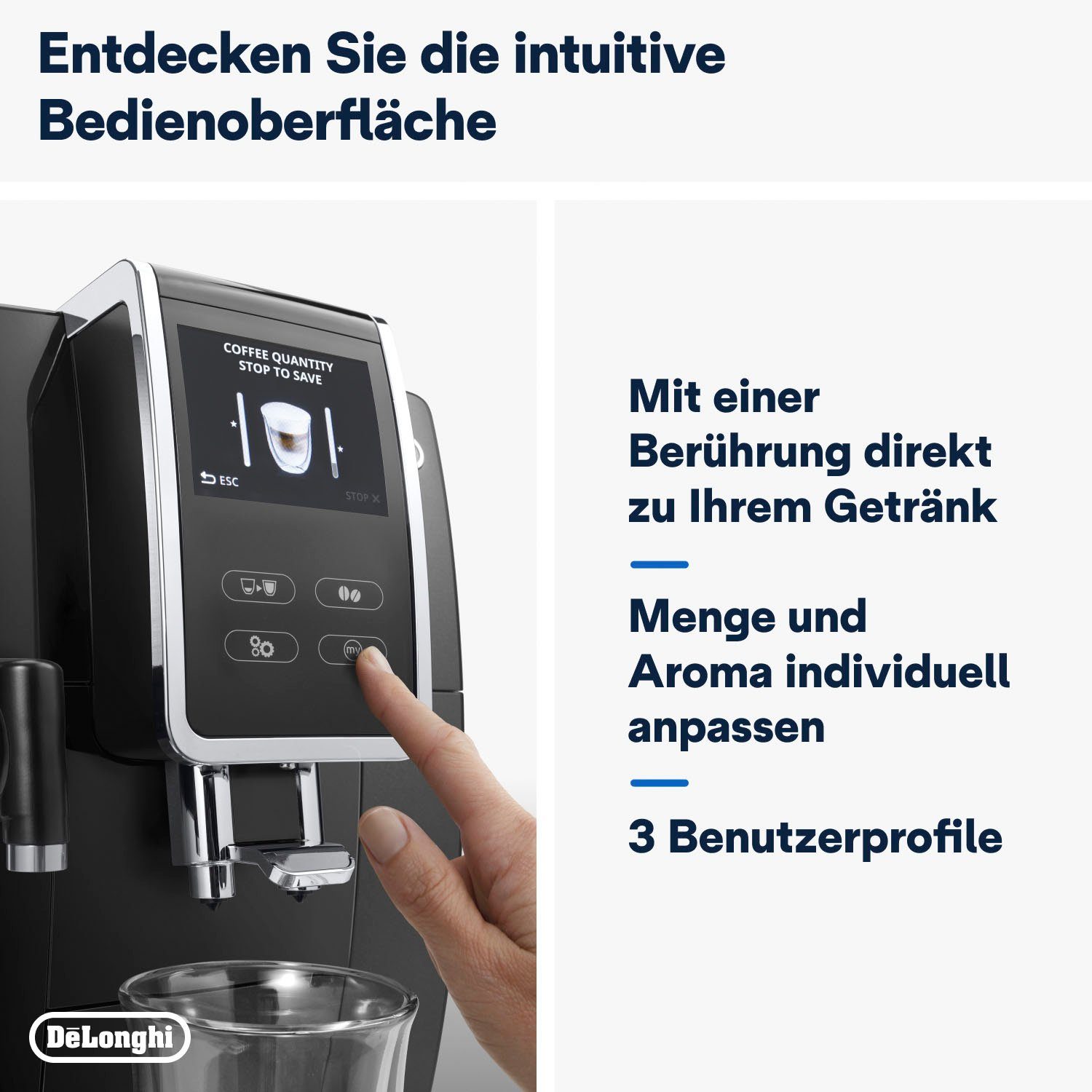 De'Longhi Kaffeevollautomat Dinamica Plus ECAM 370.70.B, mit LatteCrema Milchsystem und Kaffeekannenfunktion