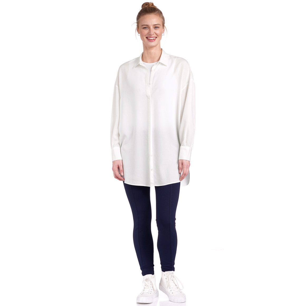 Damen Longbluse mit Kentkragen