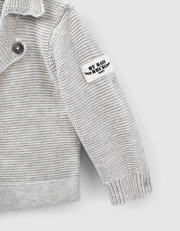 Cardigan mastic chiné esprit motard tricot coton bio bébé