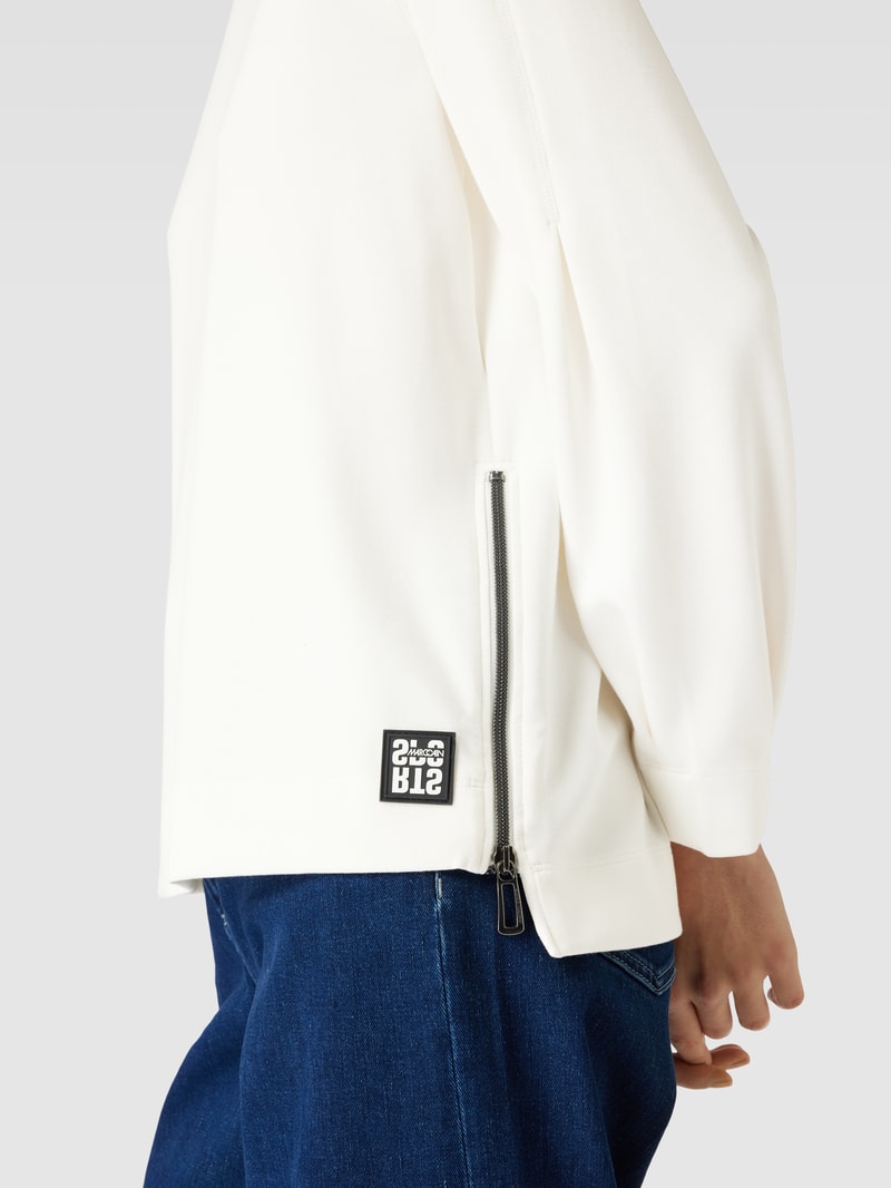 Sweatshirt mit Label-Patch in offwhite