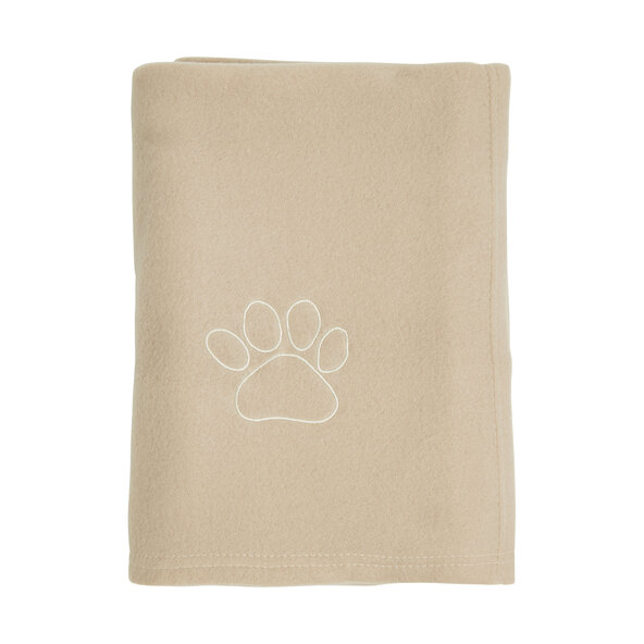 Fleece-Heimtierdecke mit Pfotenstick, 70 x 140 cm, beige