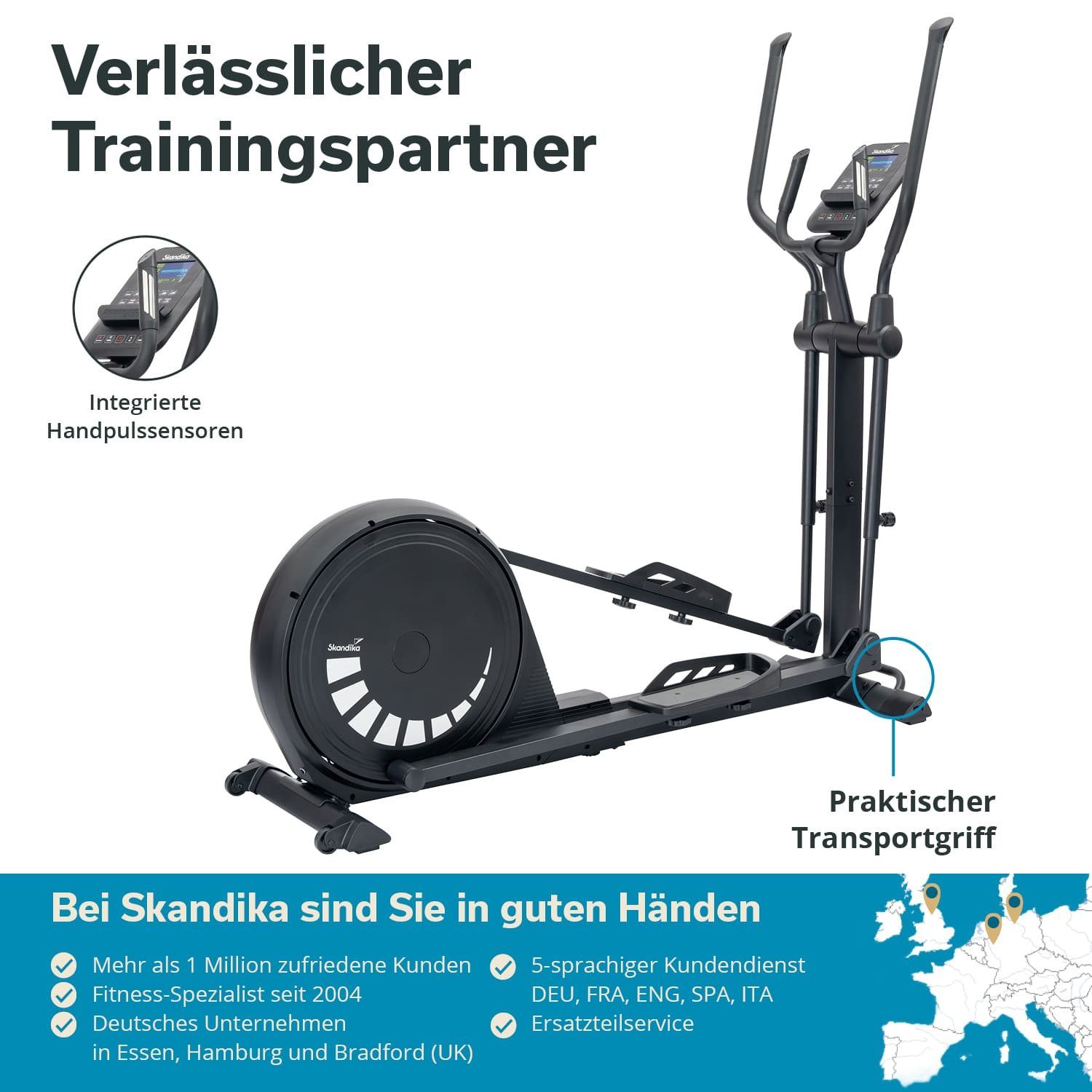 Skandika Crosstrainer Carbon P20-R, Ellipsentrainer für Zuhause, 23 Programme, App kompatibel, bis 135 kg