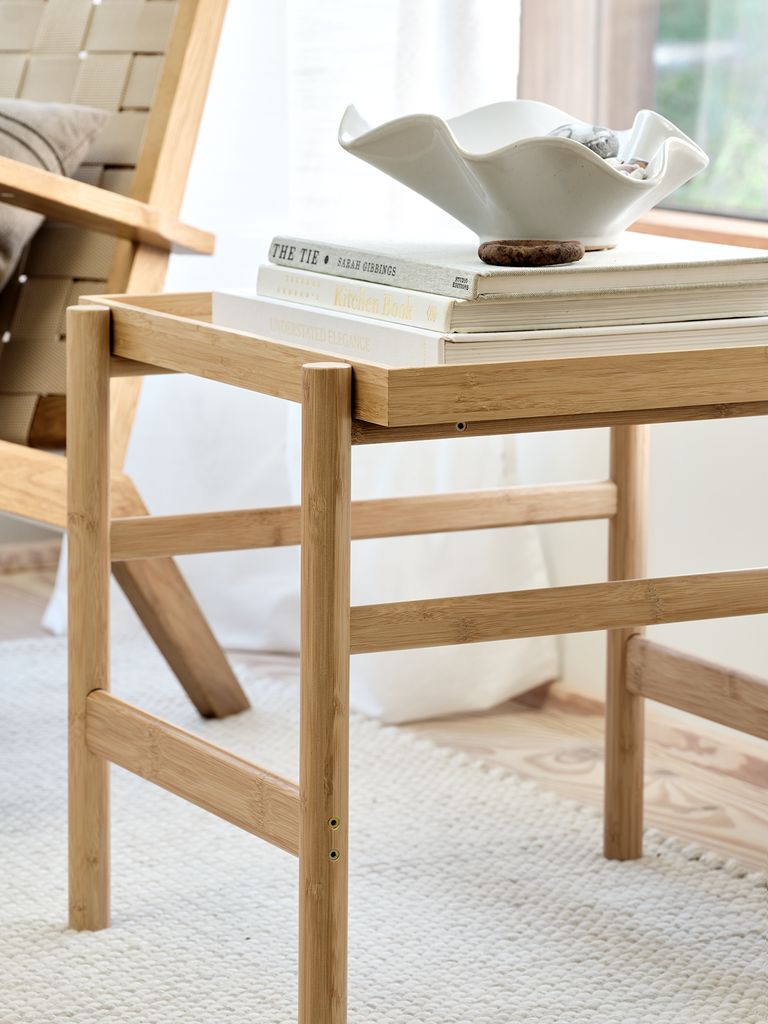 STIGE Table d'angle STIGE 46×50 blanc cassé/nature