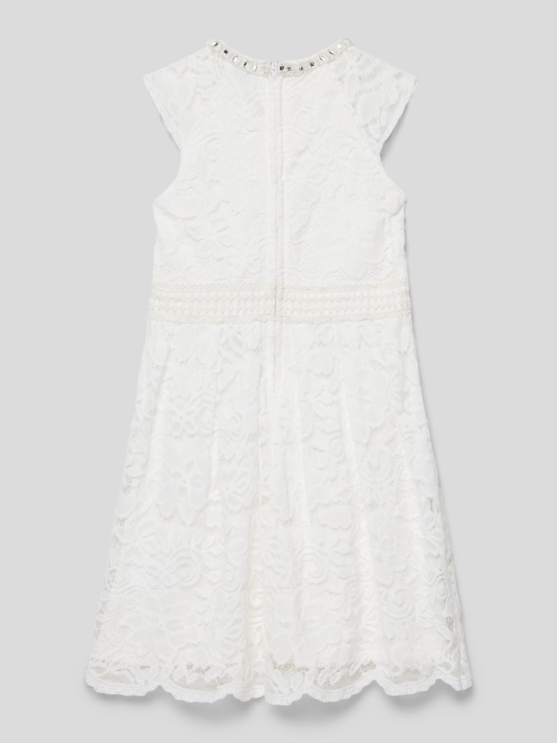 Kleid mit Ziersteinbesatz in ecru