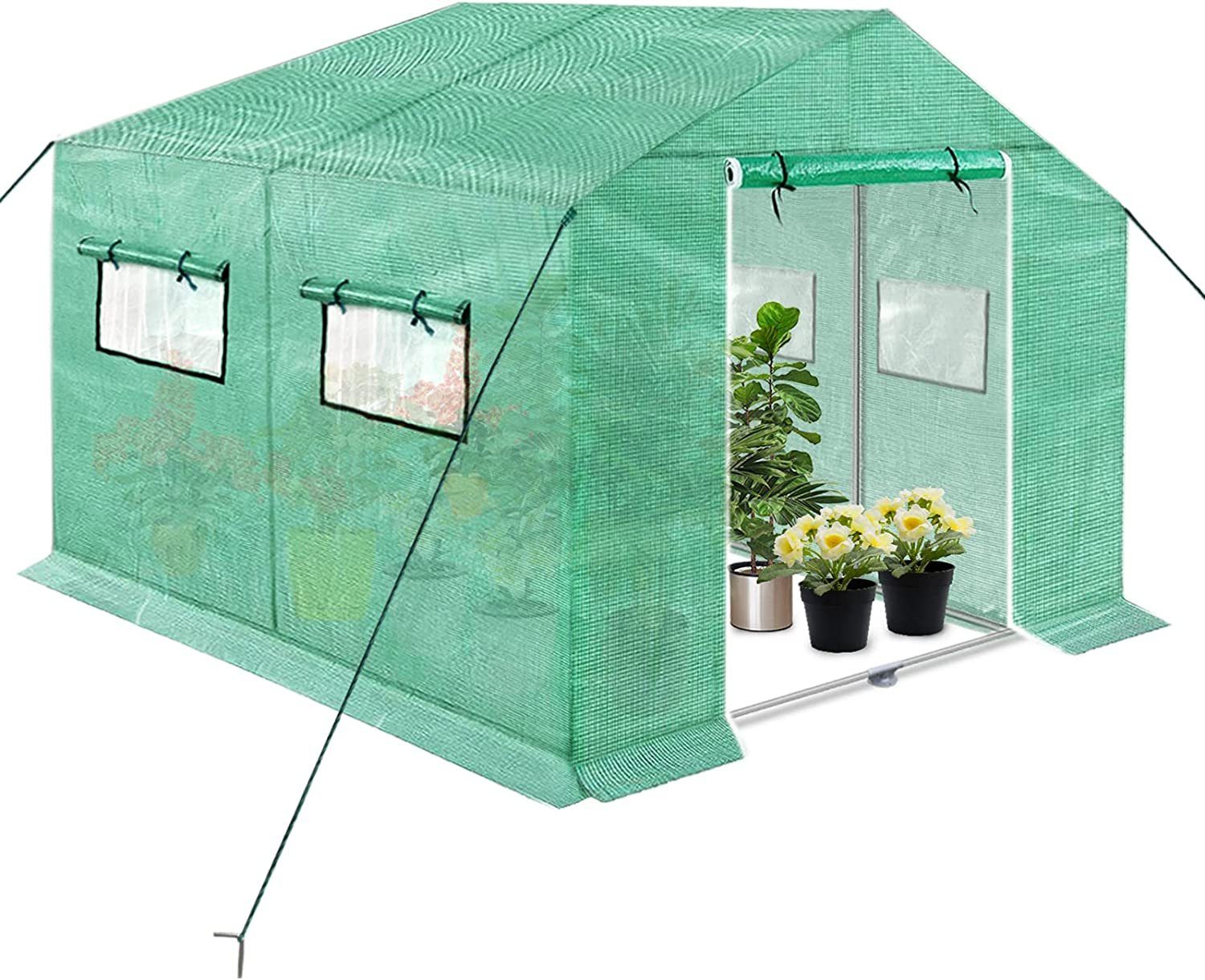 AUFUN Foliengewächshaus Gewächshaus, für Garten Outdoor Pflanze Blume Grün