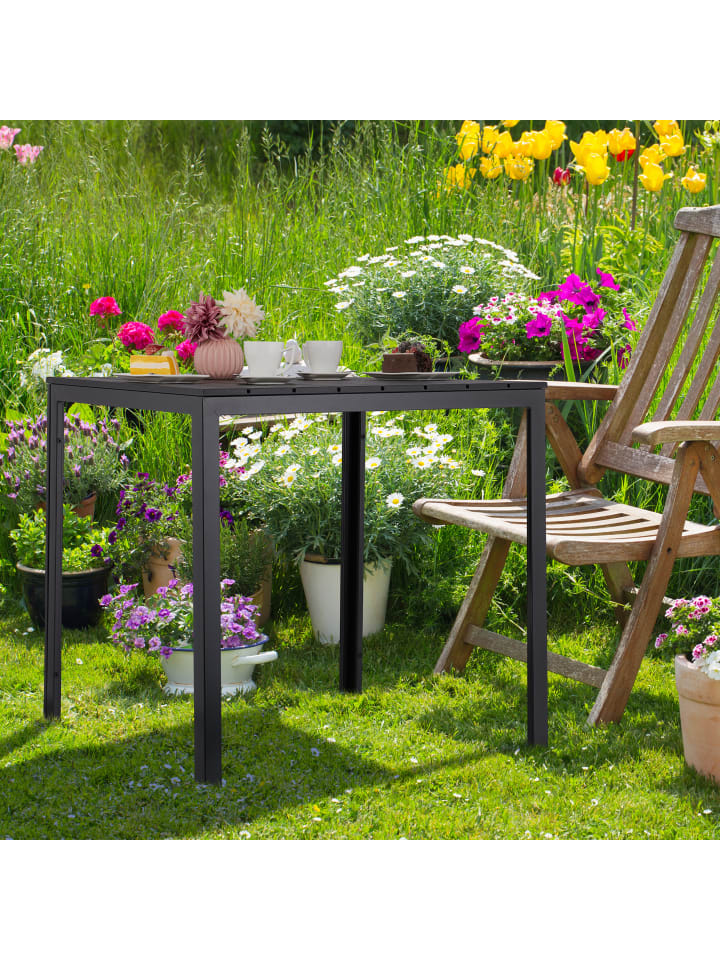 relaxdays Gartentisch in Schwarz - (B)78 x (H)74 x (T)78 cm günstig kaufen onesize