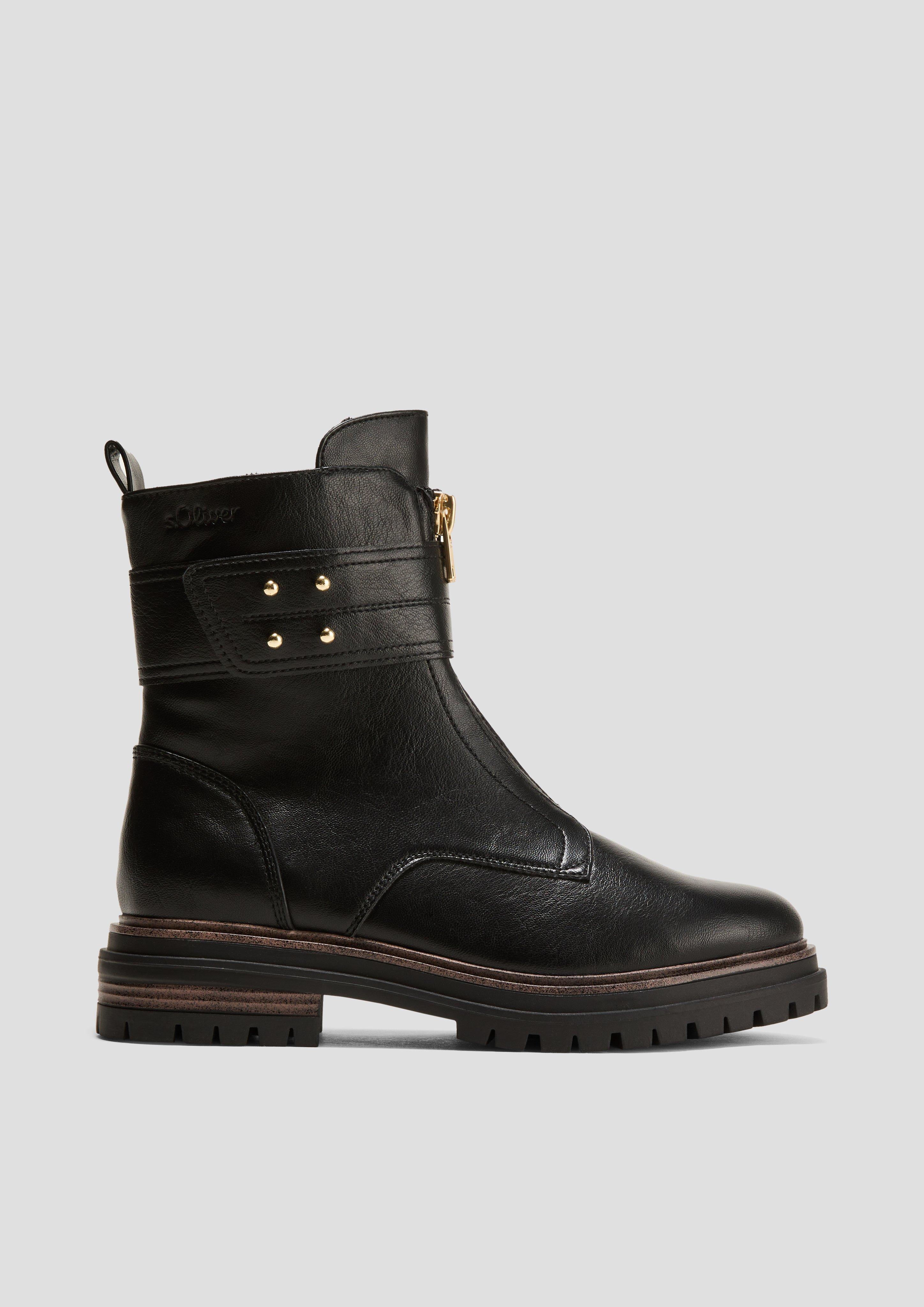 Reißverschluss-Stiefel mit runden Nieten  6008324-001