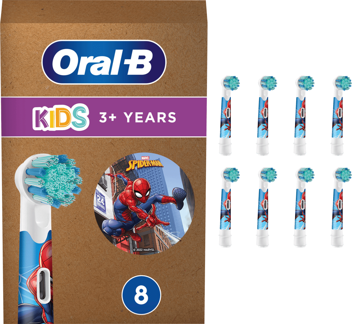 Aufsteckbürsten Kinder Spiderman, ab 3 Jahren, extra weich, 8 St