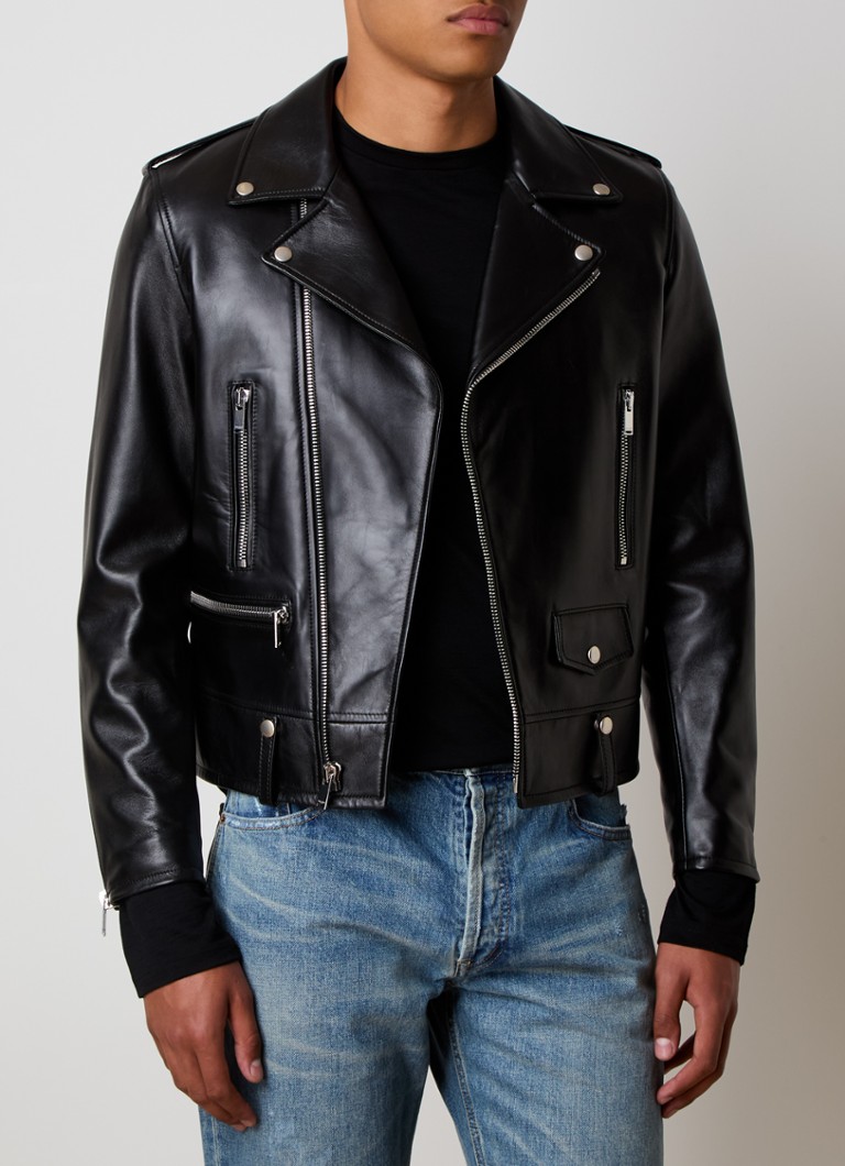 Saint Laurent lambskin biker jacket with zip pockets