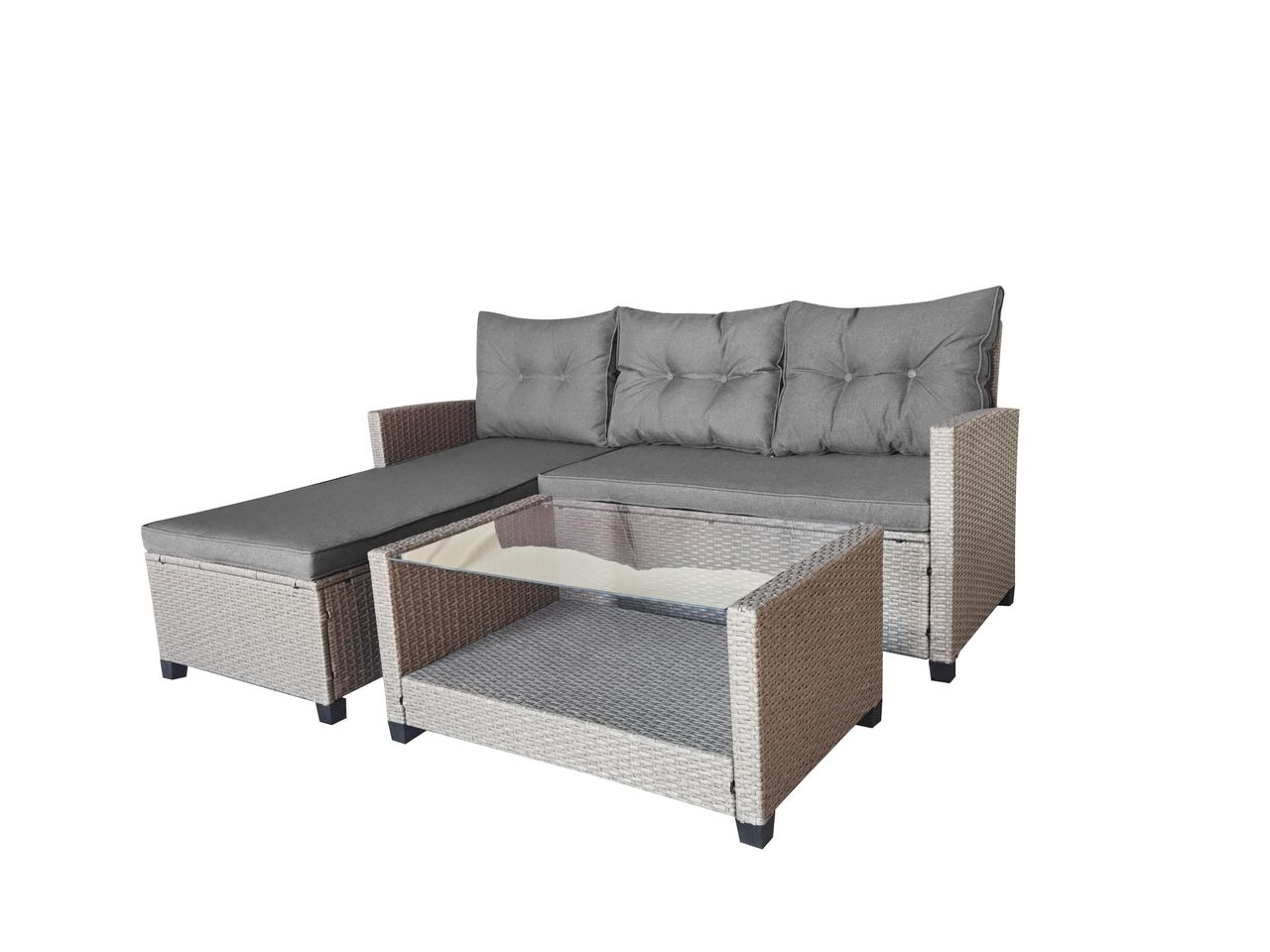 Happy Home Happy Home Ecklounge-Set 8tlg. HGS42-GRA graues Rattan mit Sitzkissen in grau