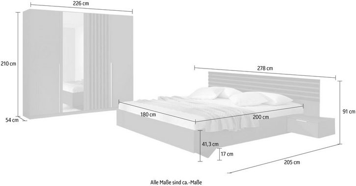 rauch Schlafzimmer-Set Lamella, (Set), mit eleganter Lamellenabsetzung