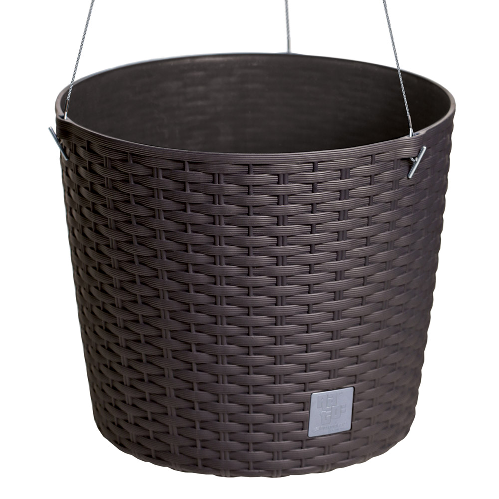 Powertec Garden 2 in 1 Hängetopf in Rattanoptik, Braun - 2er Set