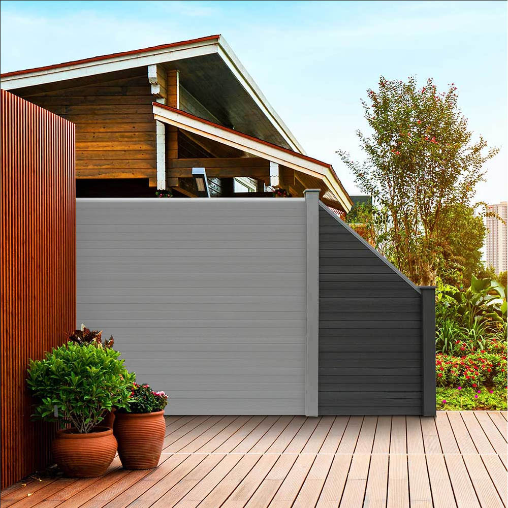 HC Garten & Freizeit WPC-Sichtschutzzaun QUIETO V2 grau - 1x Schrägelement