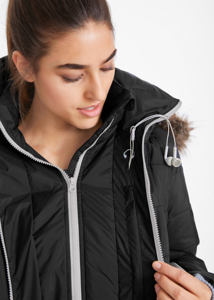 Funktions-Longjacke in 2-in-1-Optik, gesteppt