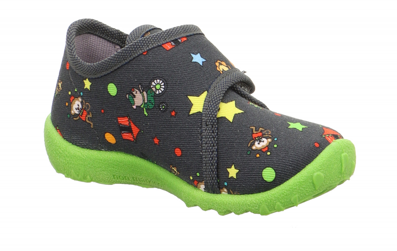 SPOTTY - Grau/MehrfarbigHausschuh mit Klettverschluss