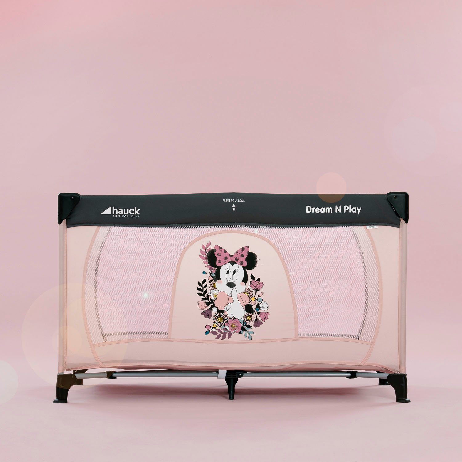 Hauck Baby-Reisebett Dream N Play - Minnie Sweetheart, inkl. Transporttasche