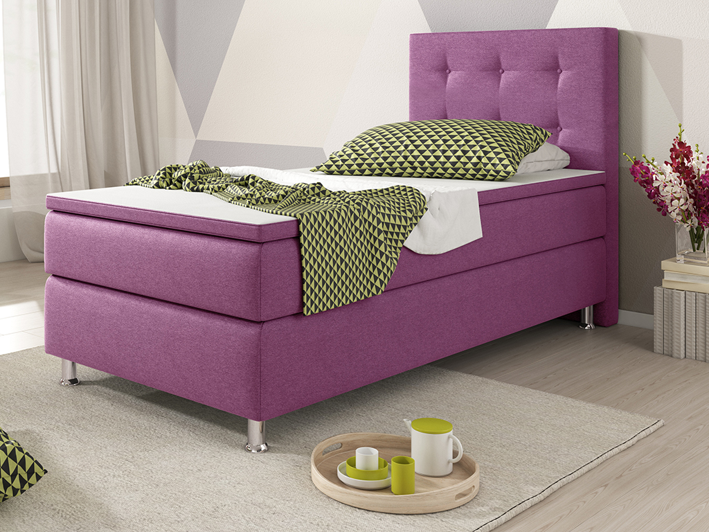 IHG Boxspringbett Köln 90x200 Webstoff Rosa / Pink