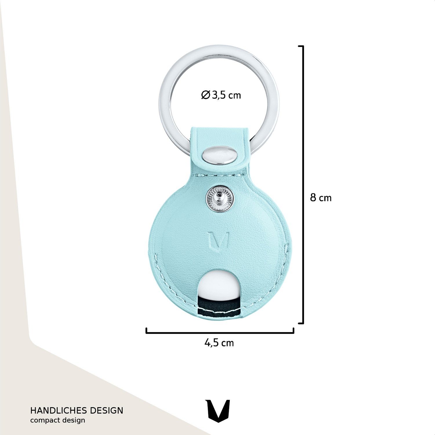 MAGATI Schlüsselanhänger Hülle kompatibel mit Apple Airtag Anhänger (Set, 2-tlg., Premiumleder Anhänger mit Edelstahl Schlüsselring für Apple AirTag), Komplett schützendes Zubehör für Ihre Wertsachen Kratzfest, Hellblau
