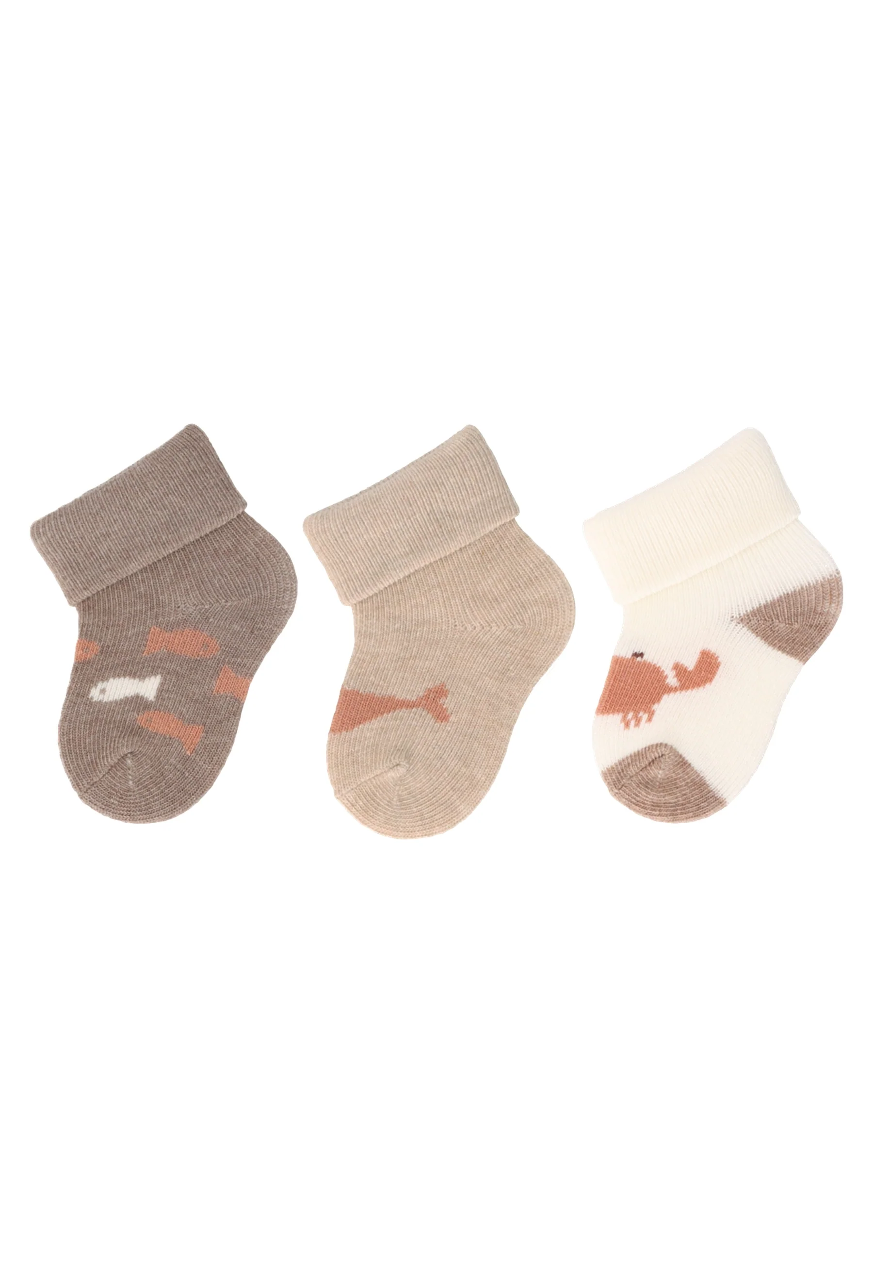 Erstlingssocken im 3er Pack mit Motiv Fische
