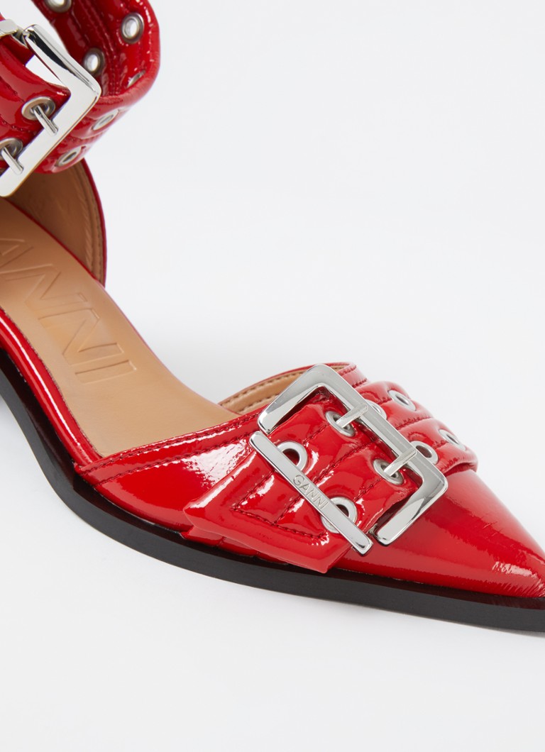 Ganni pump with buckle detail and patent finish