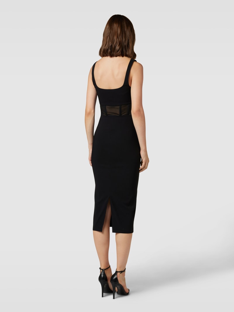Knielanges Cocktailkleid in semitransparentem Look in schwarz