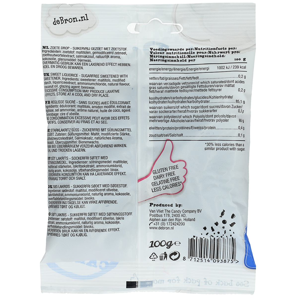 de Bron Sweet Liquorice sugarfree 100g