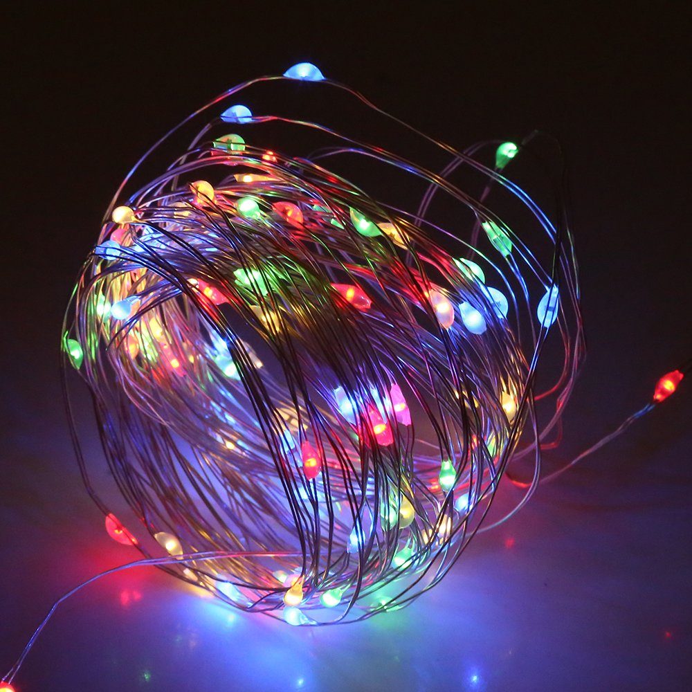 LETGOSPT LED Solarleuchte Solar 100/200 LEDs Solar Kupferdraht Lichterkette, LED fest integriert, warmweiß, kaltweiß, bunt, Mehrfarbig, Wasserdicht IP65 Innen Außen Garten Party Dekor