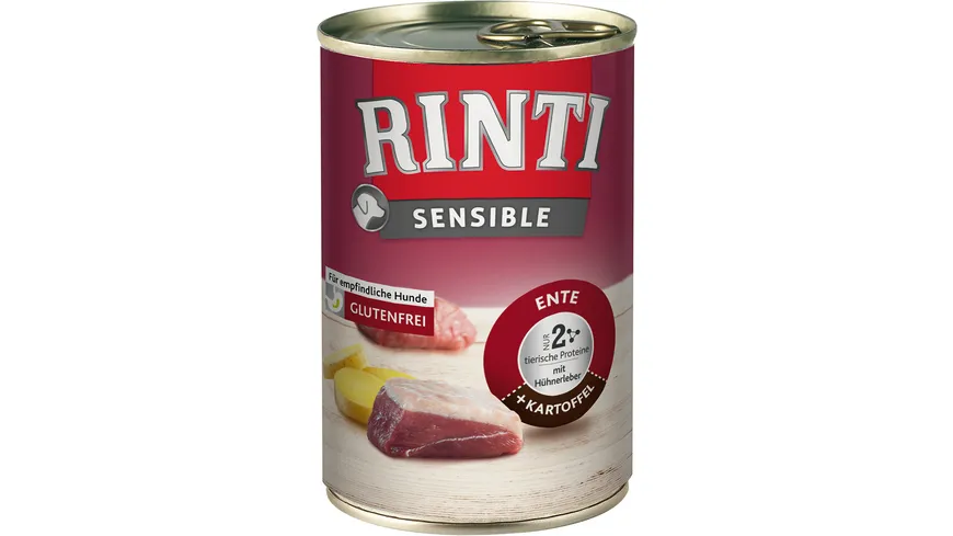 RINTI Hundenassfutter Sensible Ente, Huhn + Kartoffel 400 g