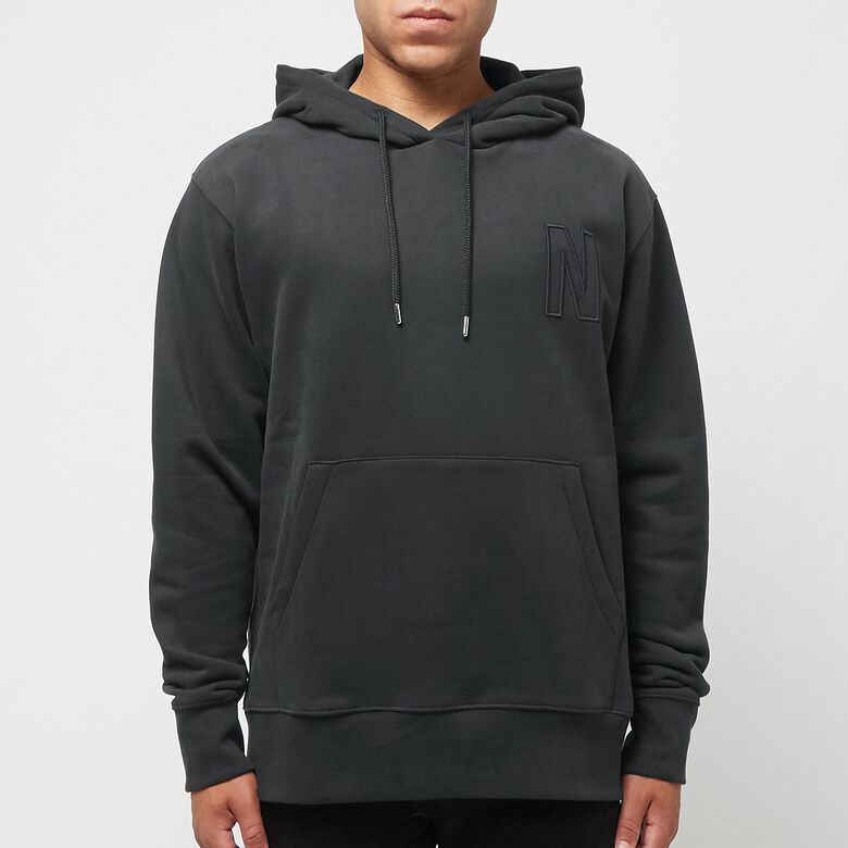 Norse Projects Arne Relaxed Organic Brushed Fleece N Logo Hoodie Black