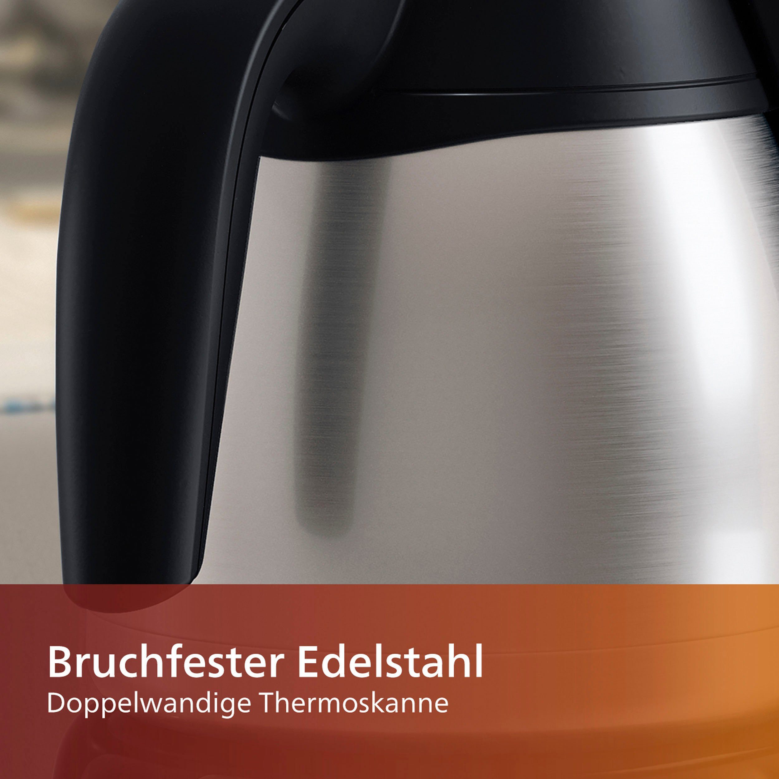 Philips Filterkaffeemaschine HD7546/20, 1,2l Kaffeekanne, 1x4, mit Thermokanne, Tropfstopp und Abschaltfunktion