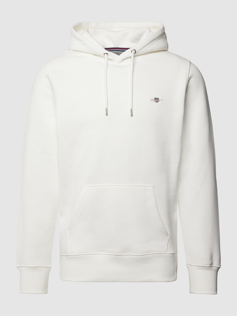 Hoodie mit Label-Stitching Modell 'SHIELD' in offwhite