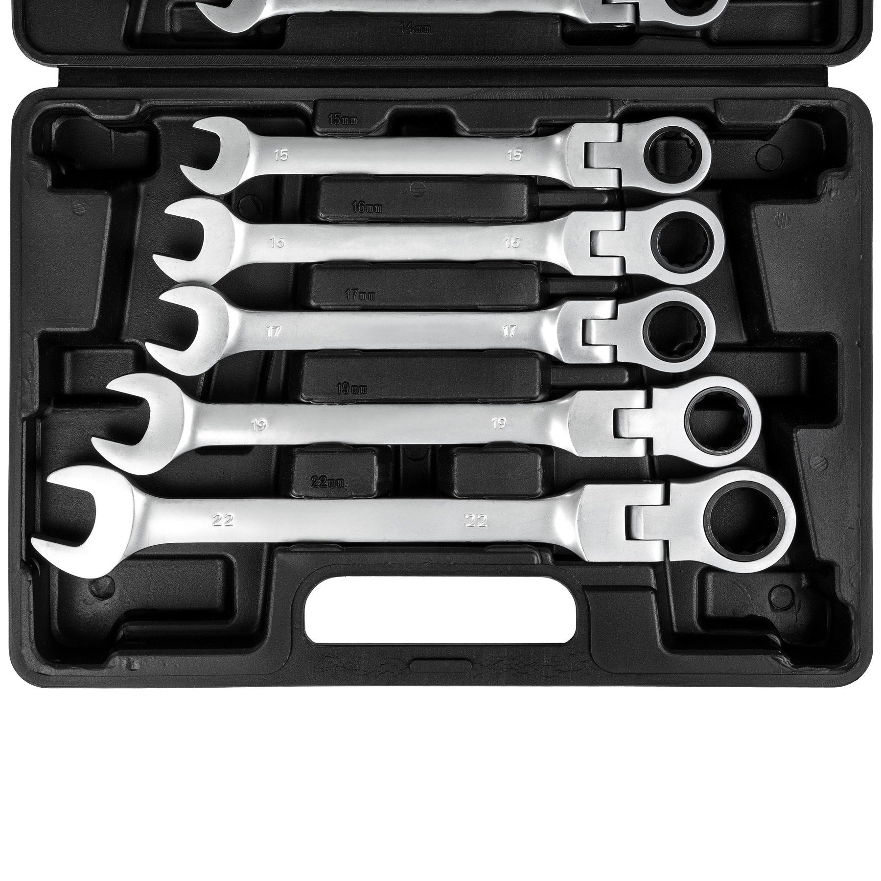 tectake Ratschenringschlüssel Ratschenschlüssel Set mit flexiblen Gelenkköpfen (1 St)
