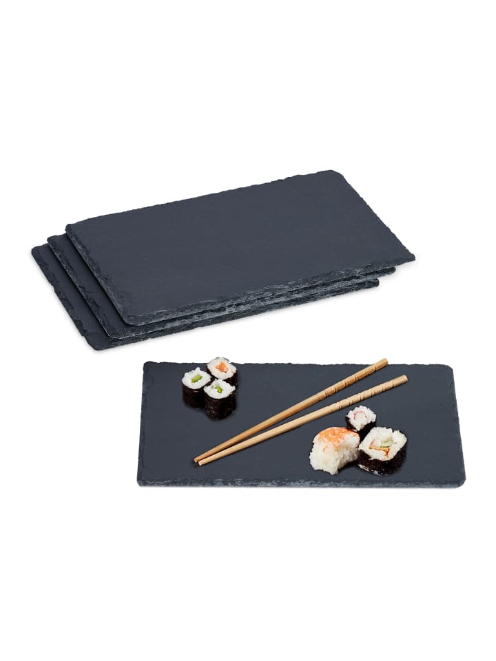 relaxdays 4 x Schieferplatte in Anthrazit - (B)26 x (T)16 cm günstig kaufen onesize
