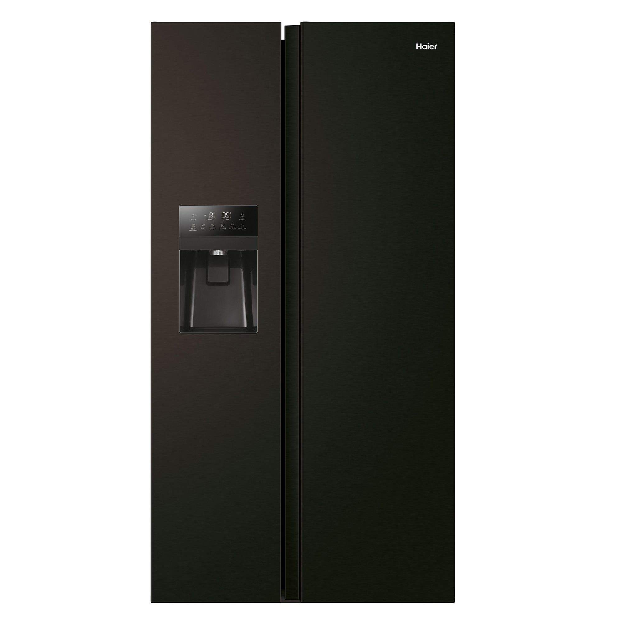 Haier Kühlschrank Schwarz Matt XL Slim HSR5918DIPB, 177,5 cm hoch, 90,8 cm breit, Eiswürfeldispenser, Multi Airflow, Top LED Beleuchtung, Total NoFrost