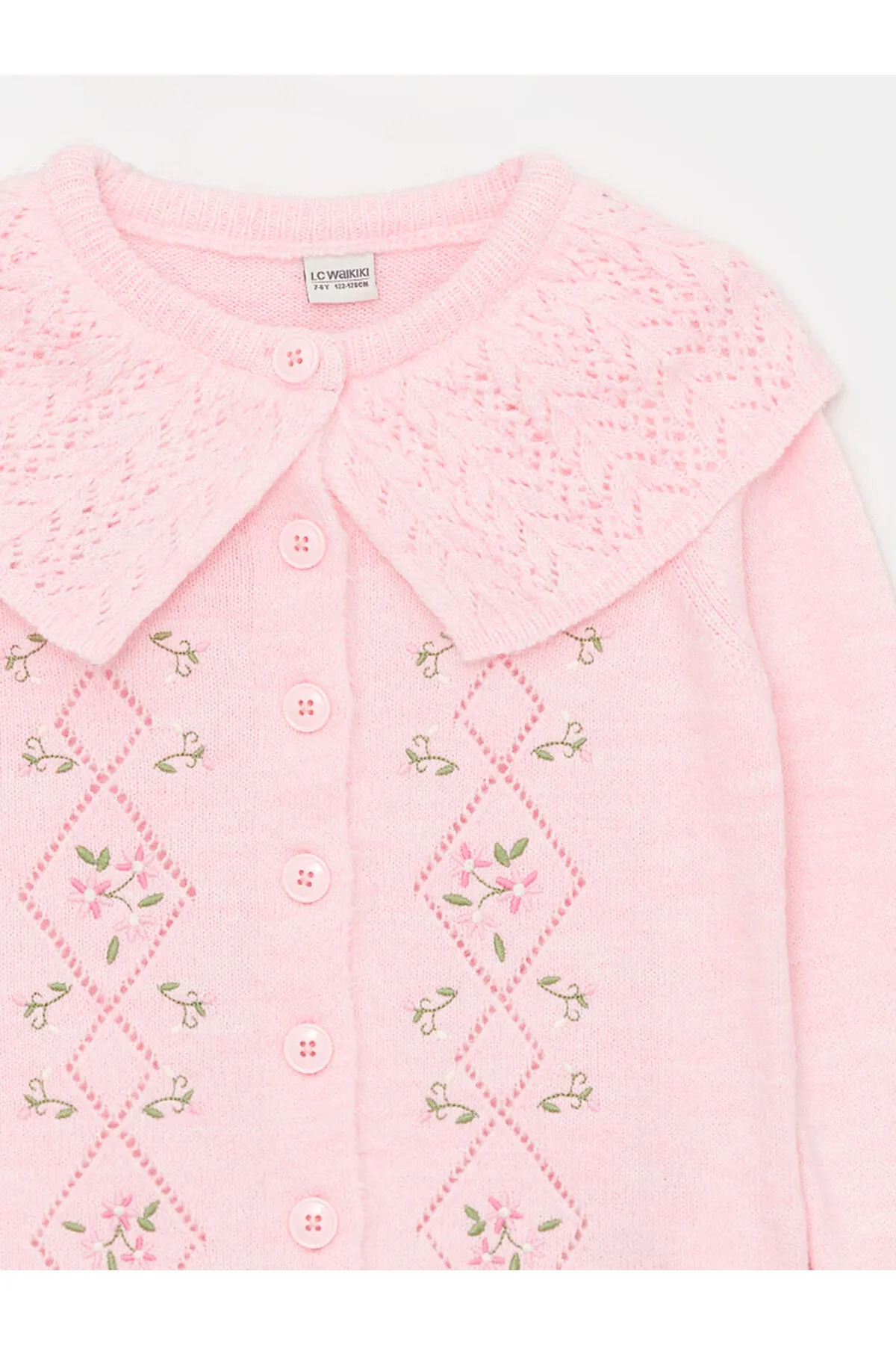 LC Waikiki  Langarm-Strickjacke für Mädchen mit Stickerei und Babykragen