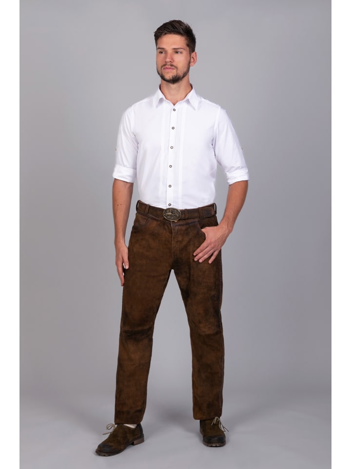 Edelnice Lederhose in dunkelbraun günstig kaufen