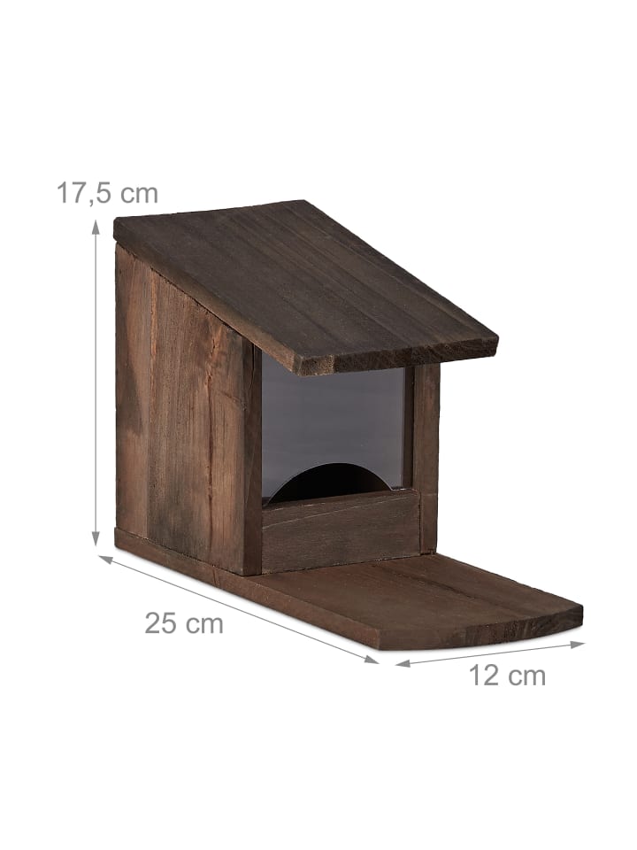relaxdays Eichhörnchen Futterhaus in Dunkelbraun - (B)12x (H)17,5 x (T)25 cm günstig kaufen onesize
