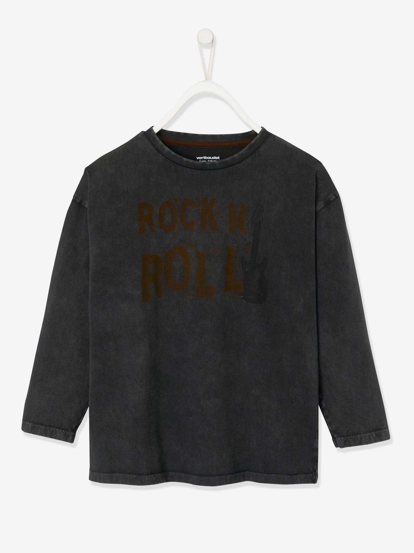 T-shirt garçon motif guitare effet vintage anthracite